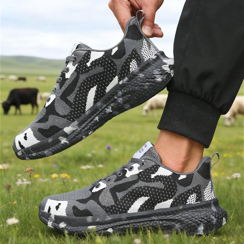 Men's Camouflage Mesh Sneakers Breathable Lightweight Comfortable Casual Sports Shoes Non-Slip Outdoor Walking Running Shoes Man