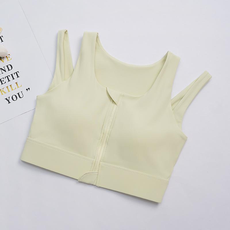 

Ударопрочный спортивный бюстгальтер больших размеров с передней молнией и двойными бретелями - Встроенная фиксированная чашка и вкладыши для большой груди 2XL