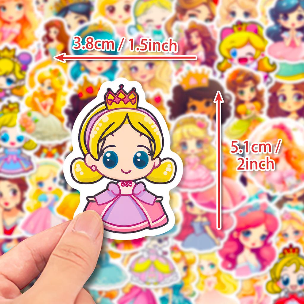 50 Cute Princess Children's Stickers Car Mobile Phone School Bag Pen Box Decoration Stickers Waterproof Stationery Creative Stickers