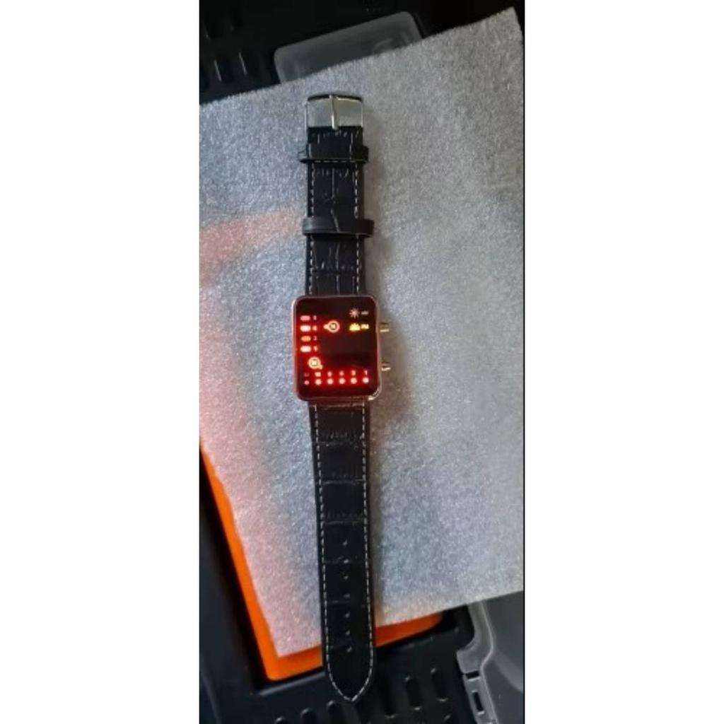 Unisex Männer Frauen Kind Mode Uhr Sport Digital Binary LED Display Faux Lederband Armbanduhr Straße