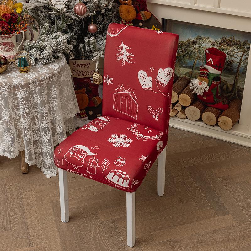 Christmas Chair Covers for Dining Room Kitchen Party Hotel Banquet Restaurant Office Stretch Seat Cover Housse De Chaise 1pc