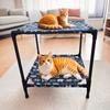 Doppelschichtige erhöhte Haustierliege Abnehmbar Rutschfest Katzen Schlafbett Atmungsaktiv Feuchtigkeitsbeständig Haustier Campingbett Vier Jahreszeiten