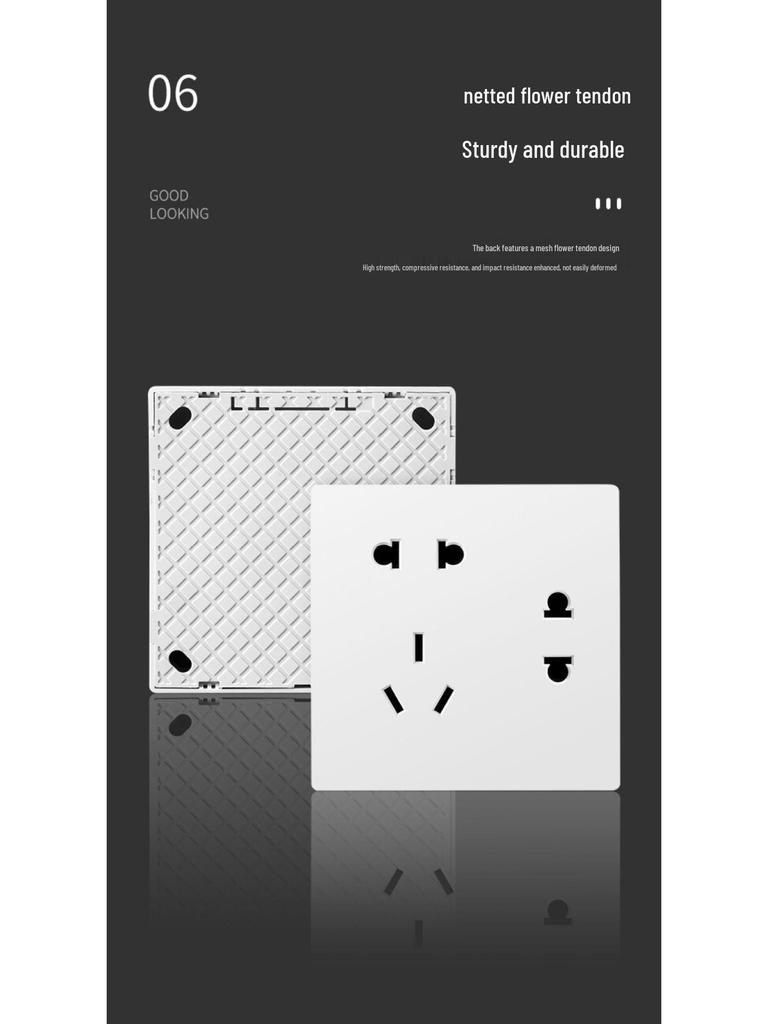 86 Type Double Gang Double Throw Wall Switch & Socket Panel with Exposed Wiring & Five Holes