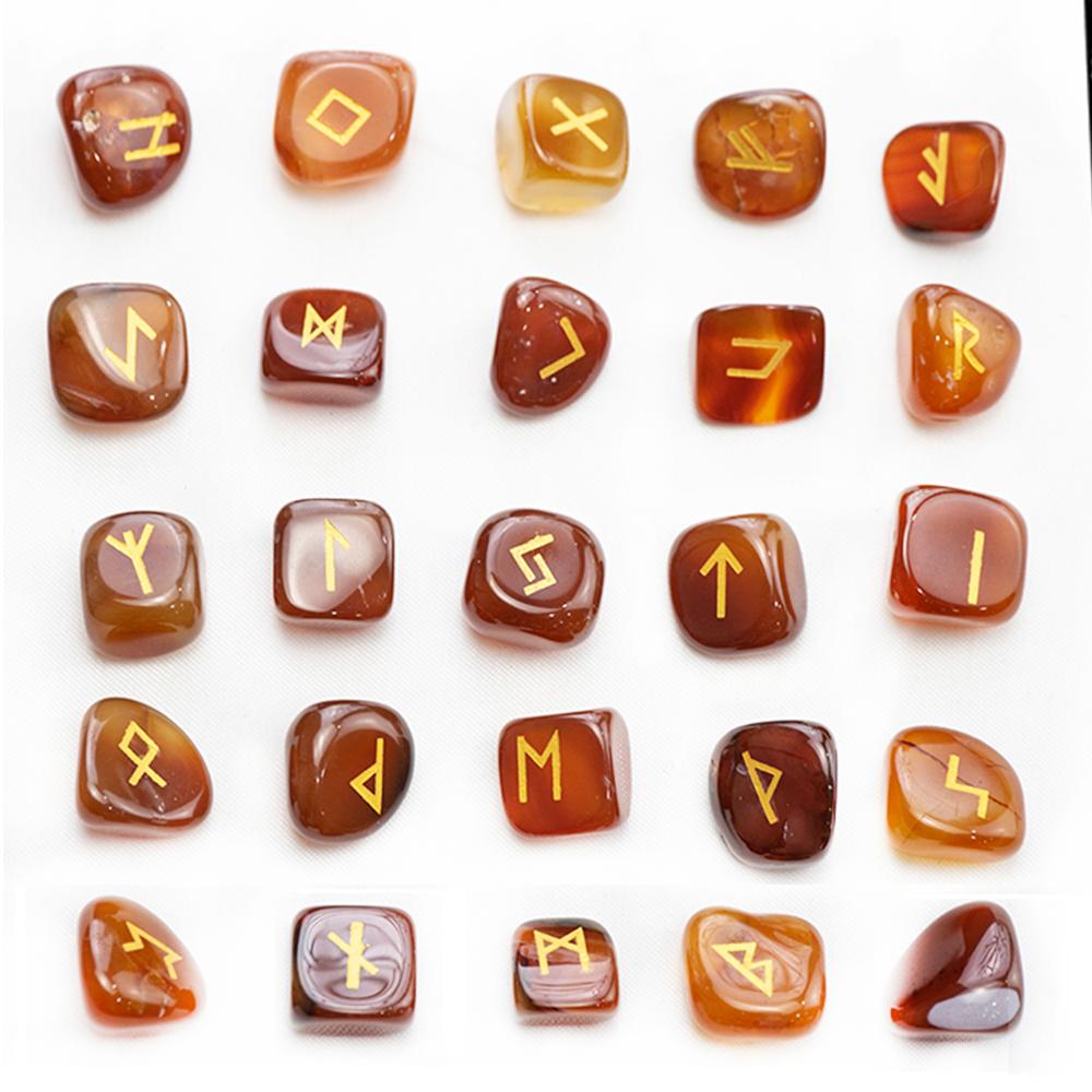 Natürliches Kristall-Runensteine-Set 25 Stück Quarzachat Kristallstein Hexen Reiki Heilenergie Runenbuchstaben Kristallgravur Handwerk