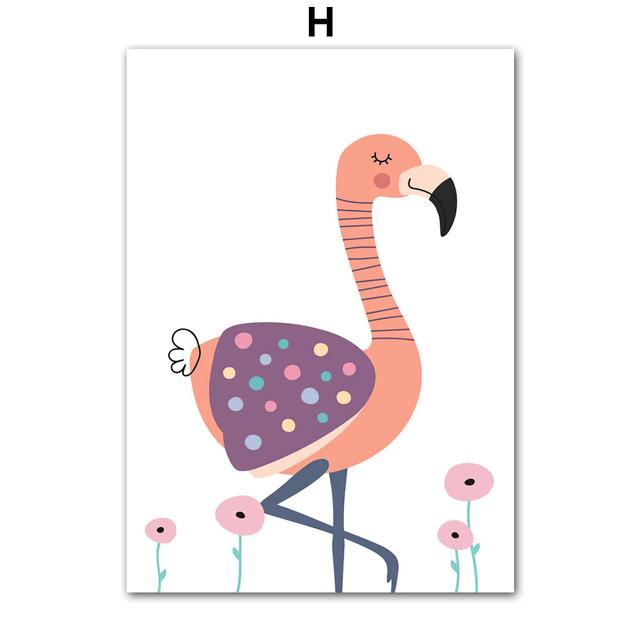 Lion Elephant Giraffe Toucan Koala Tiger Flamingo Wall Art Posters Prints Nordic Canvas Painting Animal Pictures Kids Room Decor