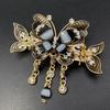 Korean Butterfly Rhinestone Tassel Hair Clip for Women - Bow Knot Crab Bun Holder Retro Style