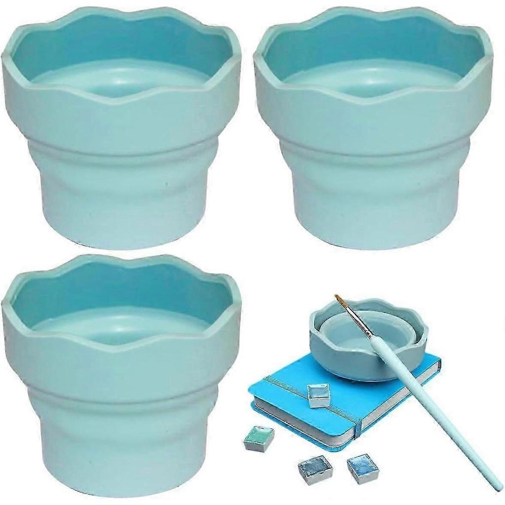 3 PCS Collapsible Paint Brush Washer Mini Foldable Silicone
