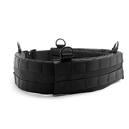 Laylax Airsoft Three-Piece MOLLE Belt with Cobra Buckle, Black, Sizes L-XL (Approx. 90-120cm)