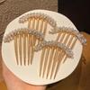 Gold Luxury Diamond Pearl Mix Hair Combs Pan Hair Flower Leaf Hairpin Women Wedding Elegant Hair Accessories