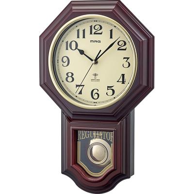 MAG Radio Sterowany Zegar Ścienny Rokumeikan DX Czas z Nocną Sekundą Stop Brązowy Zegar, Zegar, Wahadło, Analogowy, Raport, Funkcja, W-640BR