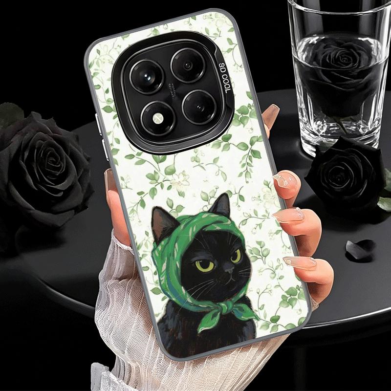 Cute Floral Headscarf Kitten Soft Phone Case for Xiaomi Redmi Note 13 14 15 Pro Plus 12S 12 11S 11 11T 10S 10 Shockproof Cover B