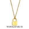 MamacitaSlay 316L Stainless Steel Ancient Letters Engaged Lock Pendant Necklace 18K Gold Plated Waterproof Neck Jewelry Gift