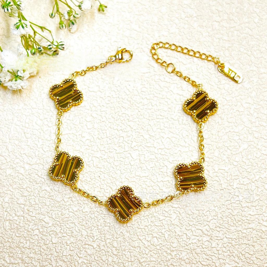 Bracciale Quadrifoglio Alta Qualità 18k Bifacciale Fortunato Cinque Fiori Moda Nuovo Bracciale Lusso Leggero