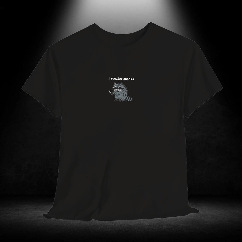 Men's Summer T-shirt I Require Snacks Raccoon Print Crew Neck Short-sleeved Top Casual Loose Sportswear Fashion Homewear