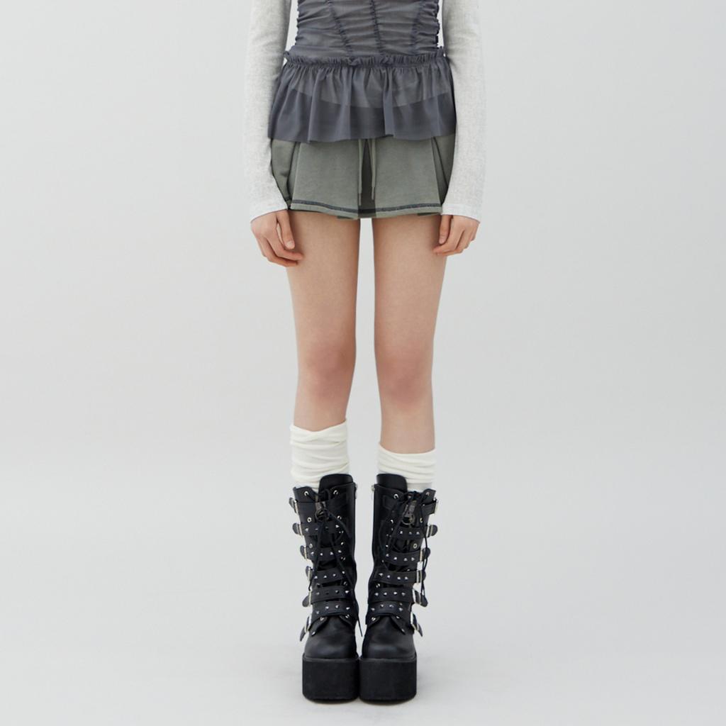 LALAFOX Pleated Sweat Skirt Charcoal Br2Cs001