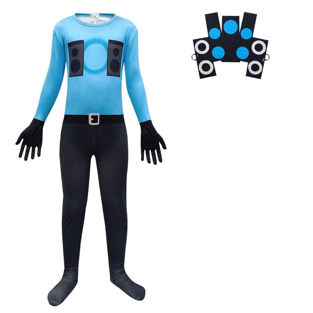 Toilet Skibidi Kids Tv Man Cosplay Jumpsuit Tight Halloween Party Game Role Play