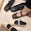 Elegant Retro Square Head Mary Jane Single Shoes Women's Shallow Mouth Versatile with Skirt Small Leather Shoes Low Heel Single Shoes