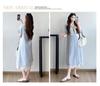 Striped Lace Patchwork Bow Maternity Dress