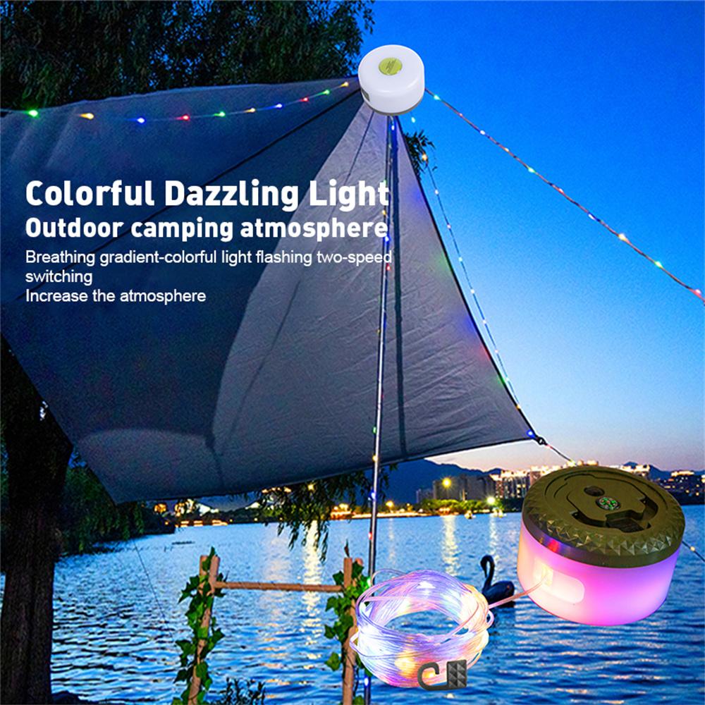 New LED outdoor camping light Type-c charging waterproof leather line portable hanging ceiling tent atmosphere light