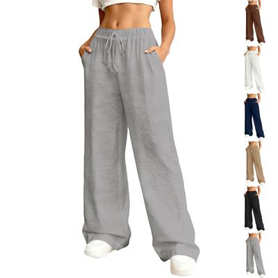 Women's Loose-fitting Wide-leg Pants, Casual Loose-fitting Pants, High-elastic Waistband, Long Pants With Pockets