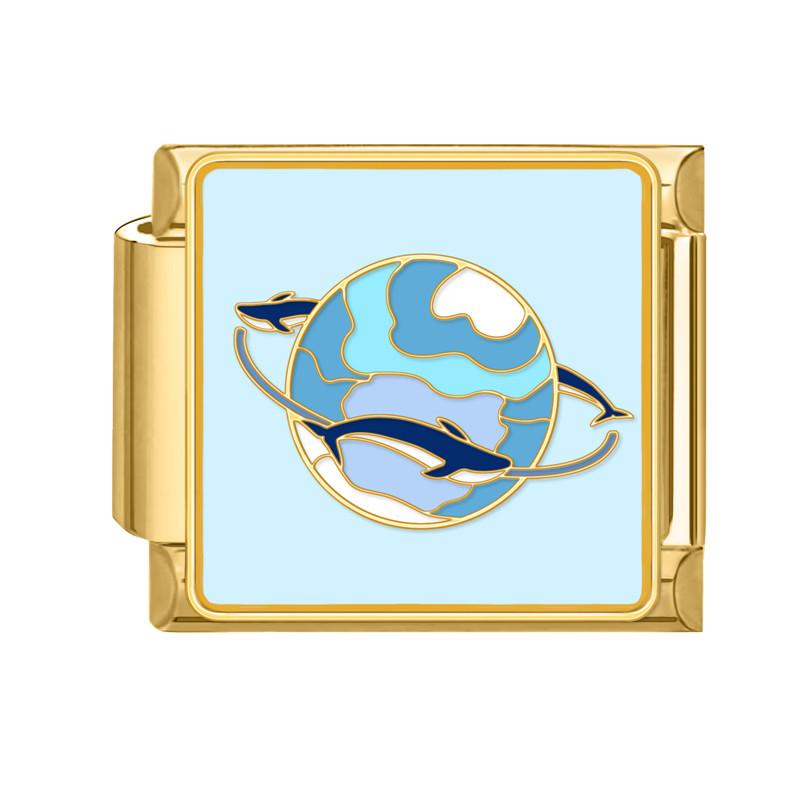 Y2K Gold Color Bear Cat Blue Sky Rose Flowers Moon Italian Charm Link Fit 9MM Stainless Steel Bracelet Women DIY Making Gifts