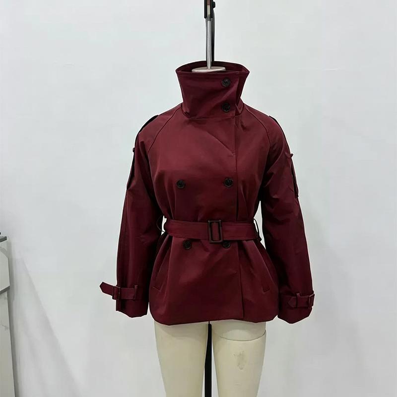 Cropped Stand Collar Windbreaker Women Double