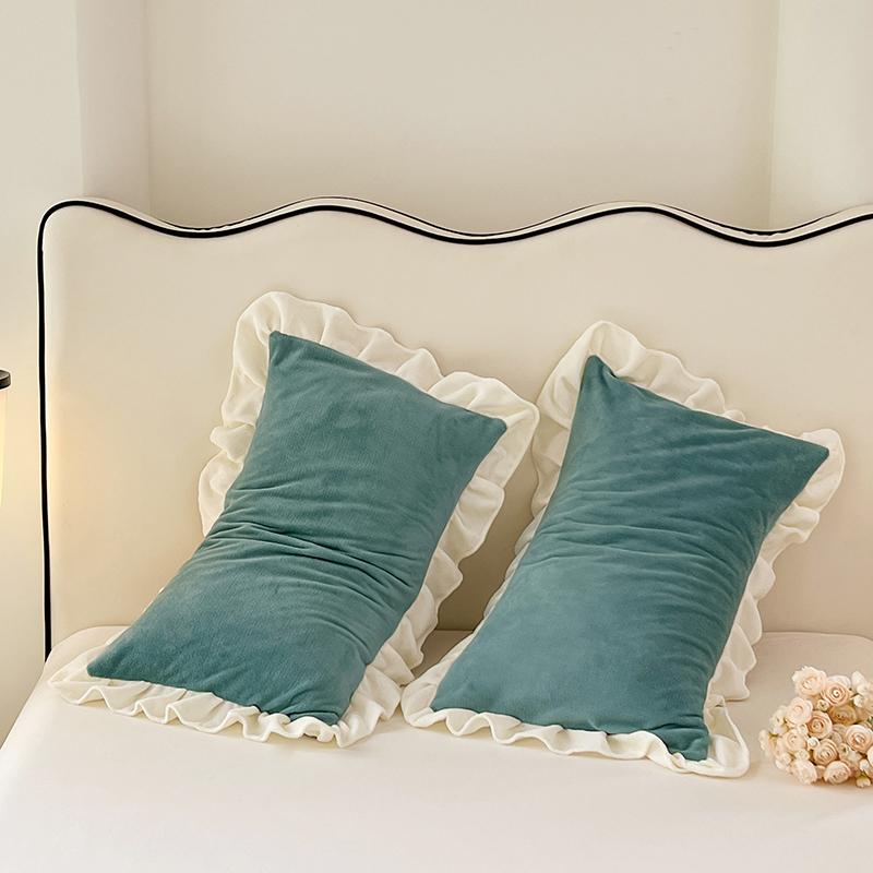 2 szt. Pojedyncza poszewka na poduszkę Miękka Ciepła Jesień/Zima Kryształowy Aksamit Flanelowa/Polarowa Poszewka na poduszkę Jednolita Kawa Camel 48*74cm Bez Wypełnienia