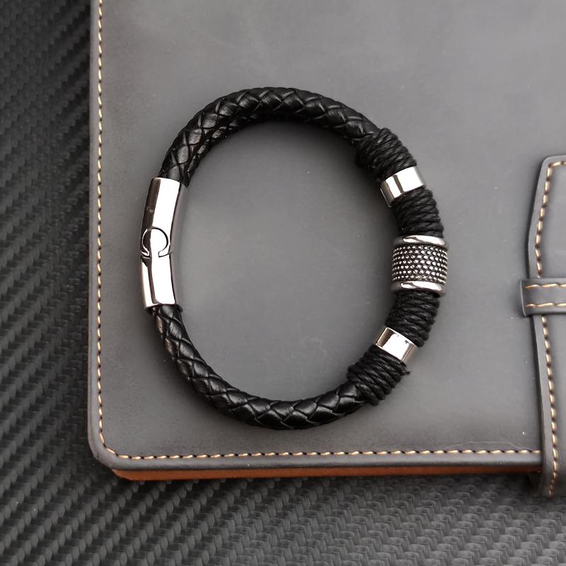 Fashion 2layer Leather Bracelets with Stainless Steel Magnet Trendy Multilayer Bracelet Homme Jewelry Male Bangle Wholesale Bulk