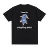 Unisex Funny I Have Huge Debts Plush Rat Graphic Tee Round Neck Short Sleeve Modern Casual Streetwear Top