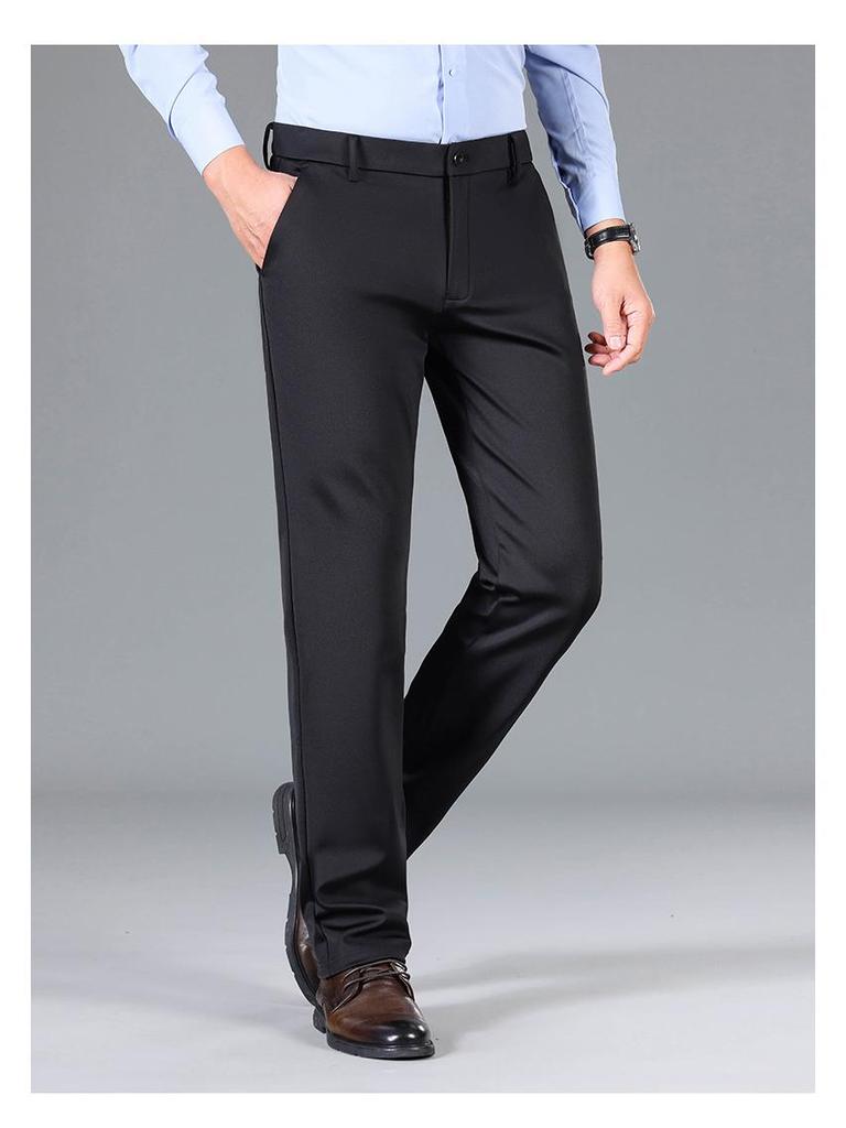 Men's Tiger Head Embroidery Autumn Straight-Leg Stretch Pants - Wrinkle-Resistant Casual Trousers
