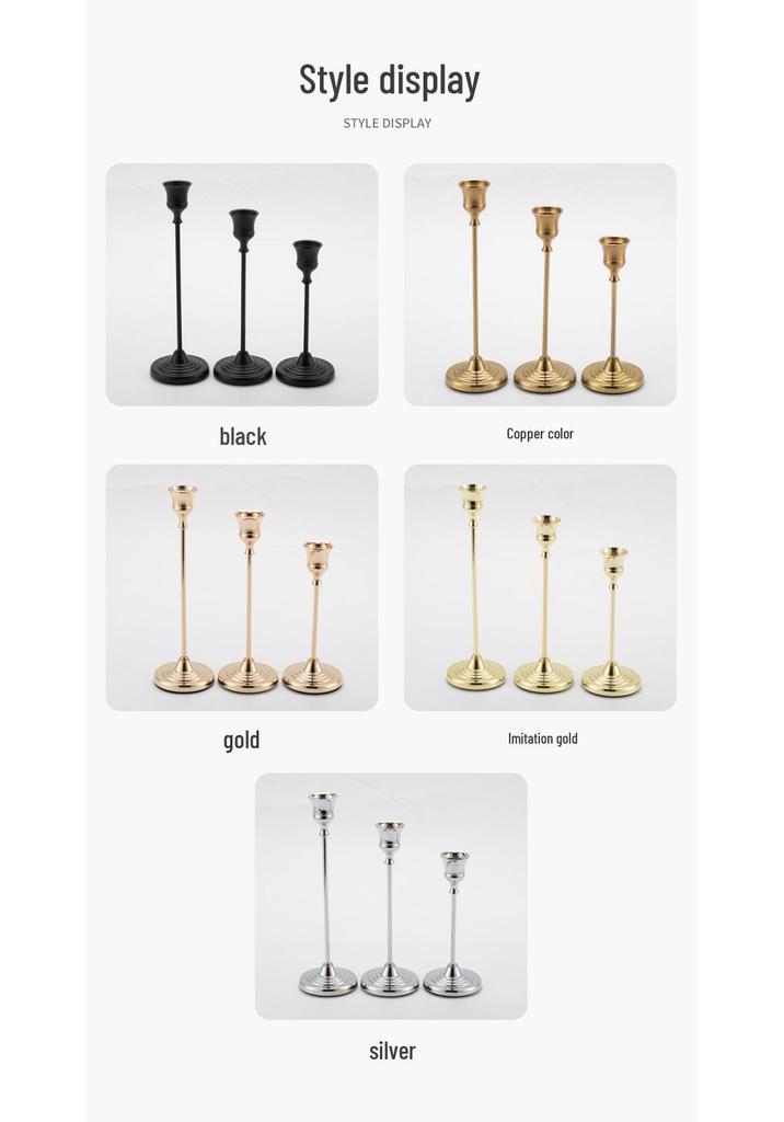 European Style Gold Wrought Iron Small Trumpet Candle Holder for Candlelight Dinner