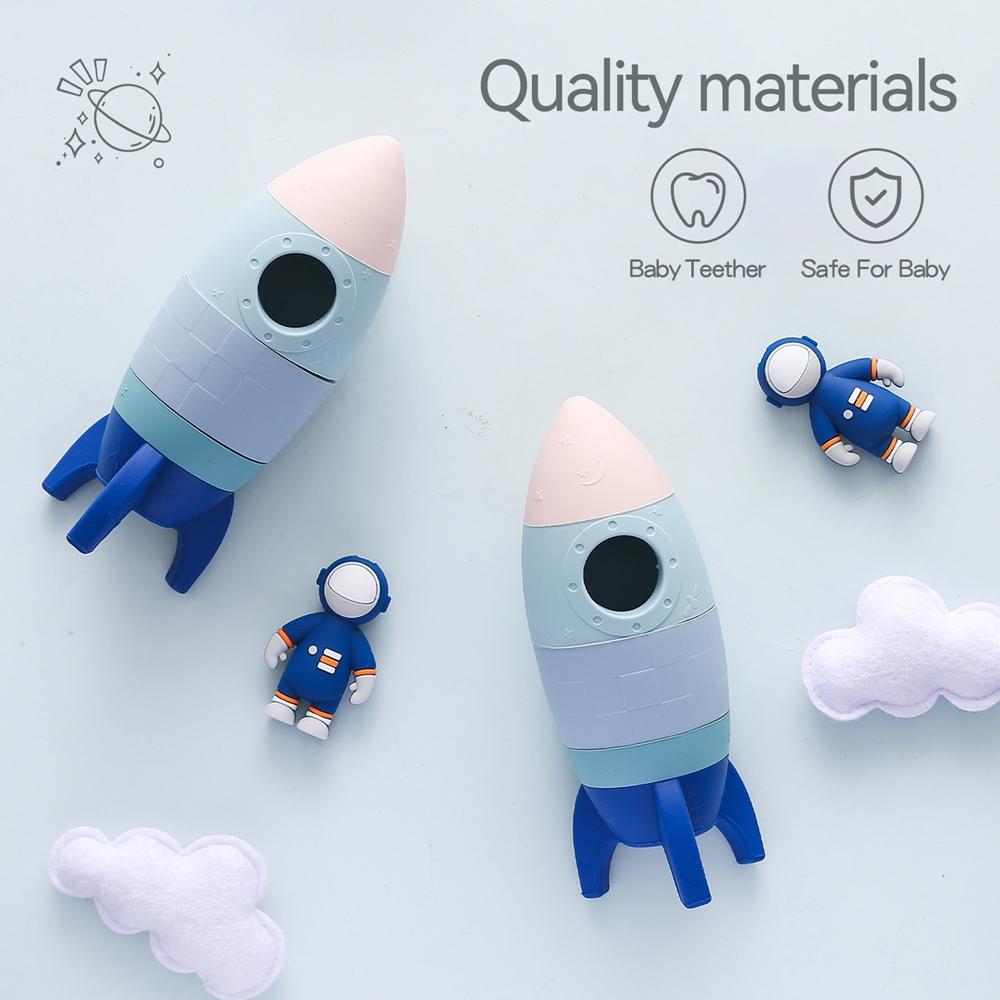Newborn Silicone Montessori Games Toys Rocket Model Montessori Educational Toys Baby Aircraft Manned Toys Children Birthday Gift