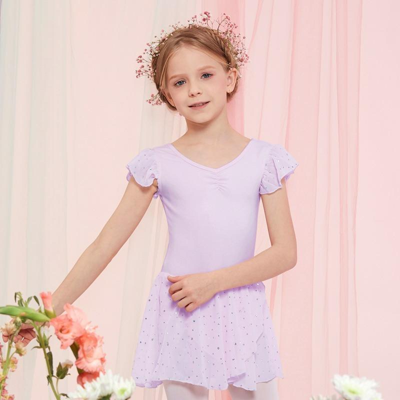 

Kids s Dance Clothes, Ladies s Short-sleeved Summer Girls Ballet Skirts, Chinese Dance Dance Skirts, Toddler Girls Practice Clothes 105 фіолетовий