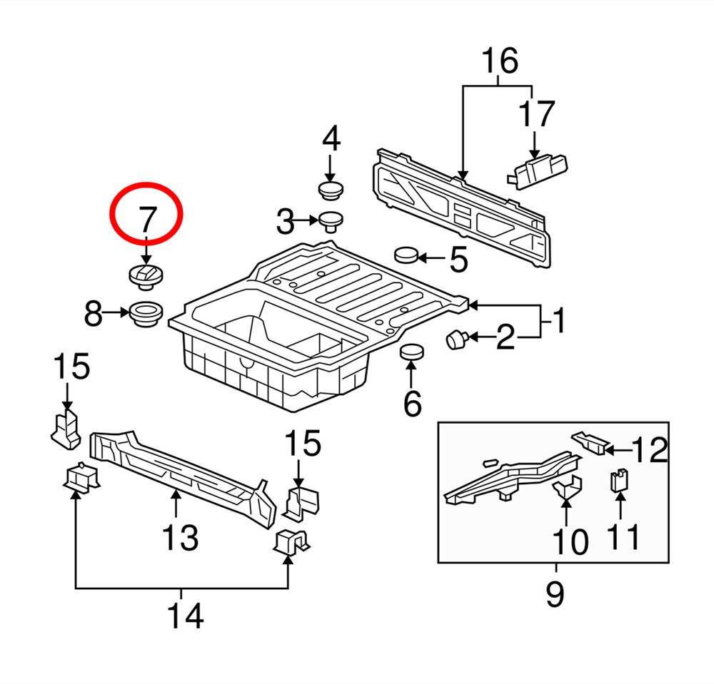Rear Body Floor Plug Trunk (2006-2024) For Honda Ridgeline 74763SJCA00
