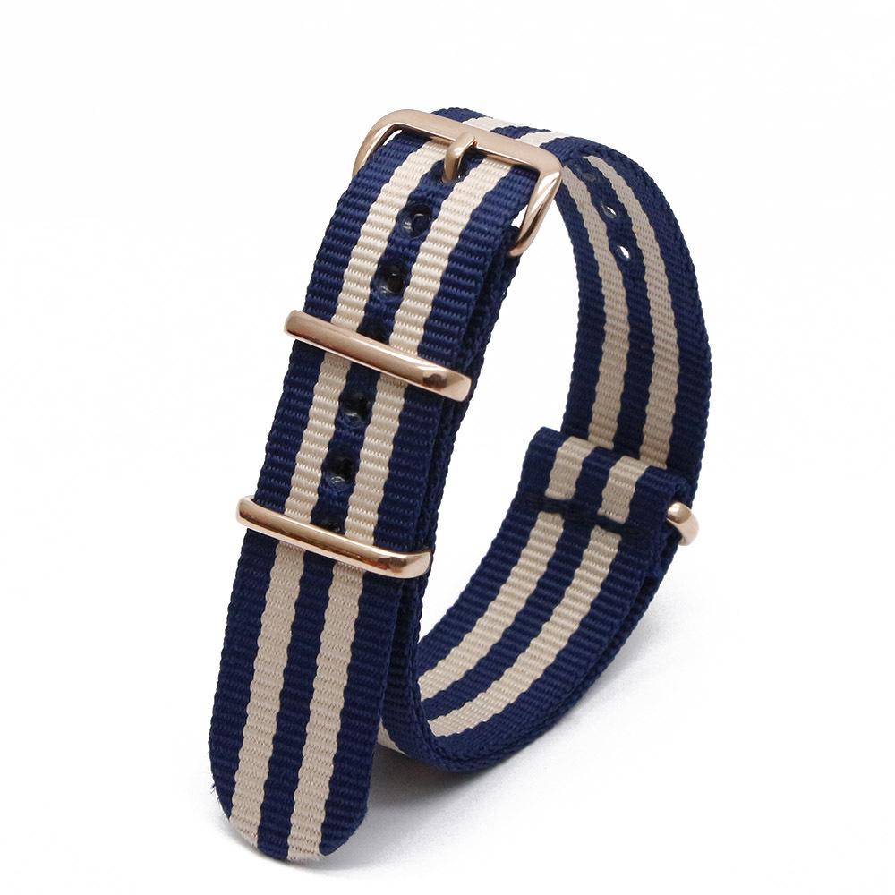 Rose Gold Buckle Nylon Watch Strap - Canvas Replacement for DW Watches