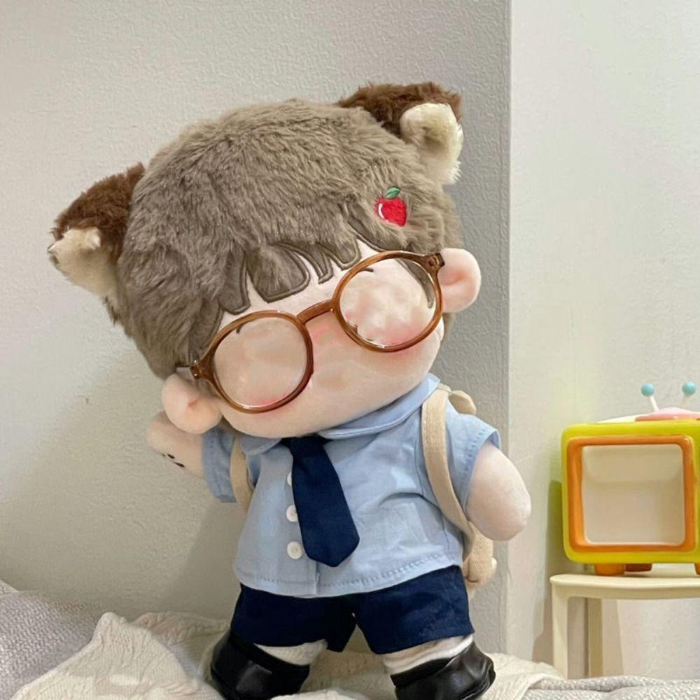 20CM Doll Clothes Suit Blue School Uniform Miniature Shirt Necktie Pants Set Changing Dress Game Playing House Cosplay Kids Toys