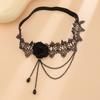 Salircon Sexy Black Lace Elastic Band Thigh Chain For Women Trend Blood Red Crystal Tassel Pendant Rose Leg Chain Body Jewelry