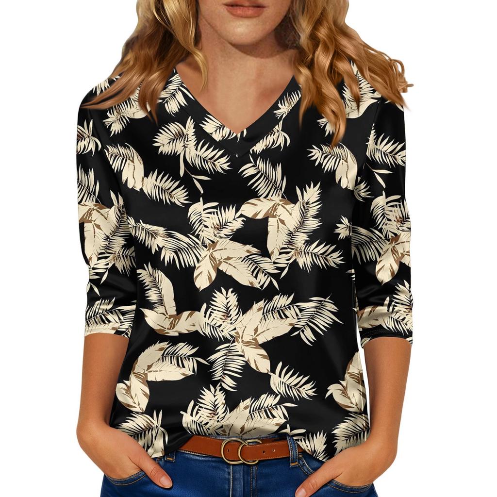 Kadınlar İçin Şık 3/4 Uzun Kollu Gömlekler İş Günlük Kıyafet Üstleri