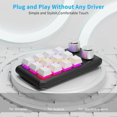 B03C 12 Keys Ultra-Thin USB Keypad with Customizable Macros RGB Bluetooth-compatible