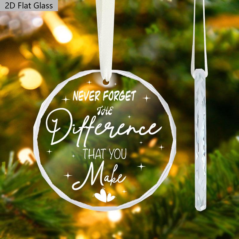 1pc Thank You Gifts for Women Men - Never Forget The Difference That You Make for Coworkers - Glass Ornament