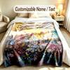 Floral Garden Theme Soft Blanket Personalized Custom Name Text Print Warm Blanket Home Sofa Bedroom Decor