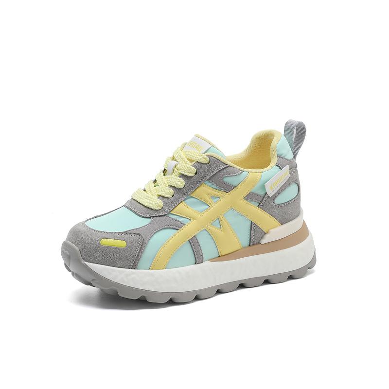 

Thick-soled breathable mesh Forrest Gump shoes little white shoes women s 2025 autumn new inner height increase casual sports board shoes wome 34 синій