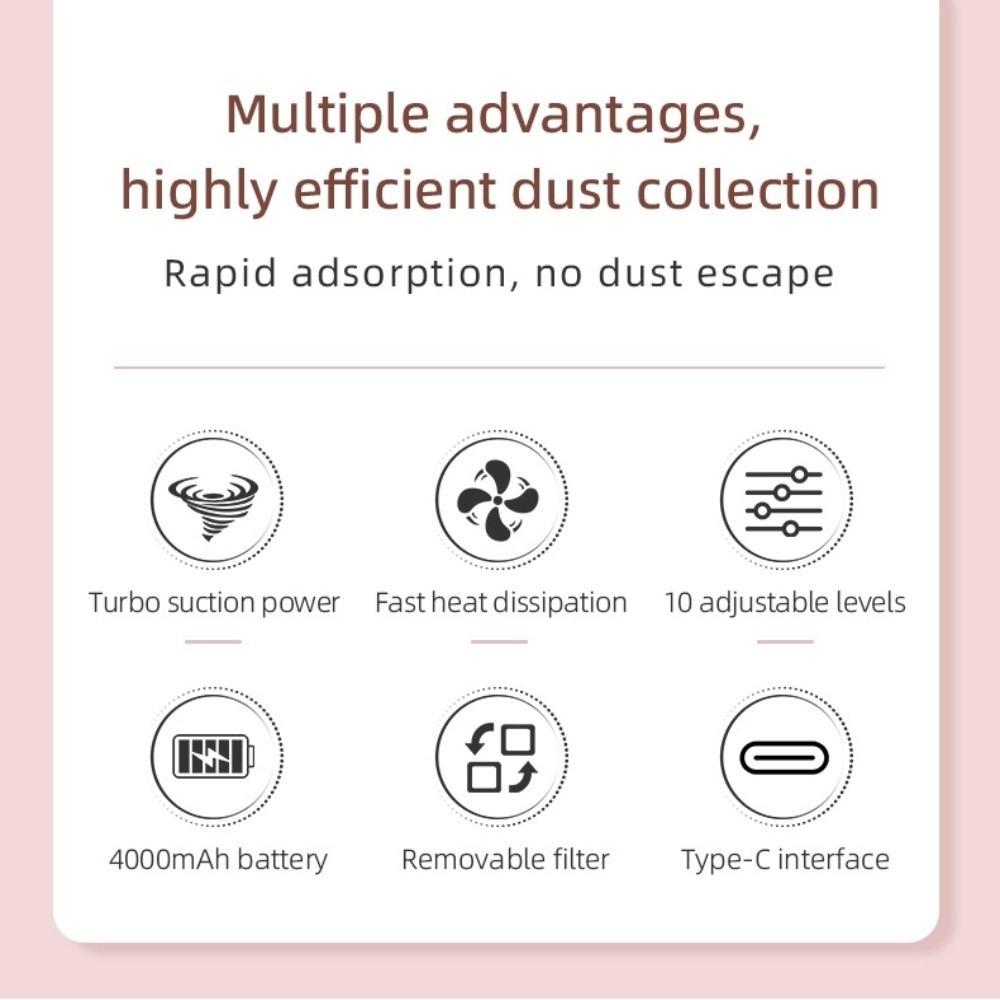 Reusable Filter Nail Vacuum Cleaner Cordless Portable Dust Suction Nail Accessories