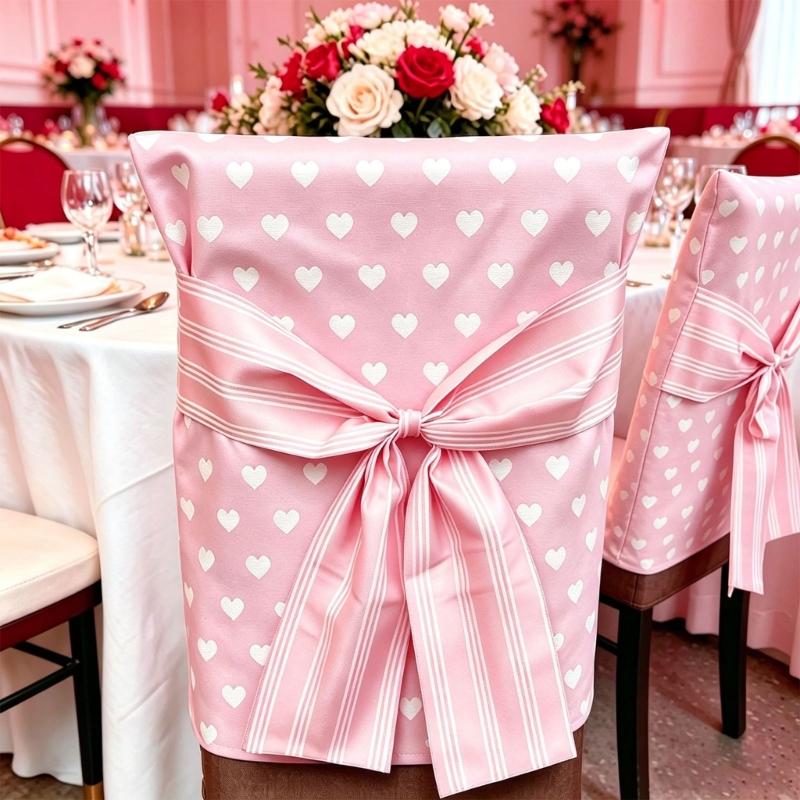 Front Tie Chair Back Slipcover Washable Polyester Chair Cover with Decorative Detail, Pull-Over Placement and Folding for Storage