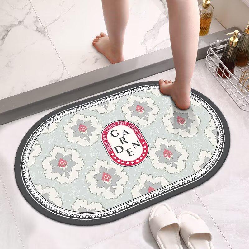 Thickened Bathroom Floor Mat, Diatom Mud Absorbent Mat, Toilet Door Foot Mat, Toilet Quick-drying Non-slip Carpet