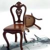 Miniature Dining Chair Model Figurine 1/12 Scale Vintage Styles Dollhouse Furniture for Realistic Scene Decoration