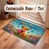 Floral Garden Theme Soft Crystal Velvet Rug Custom Name & Text Print Non Slip Floor Rug for Bedroom Living Room