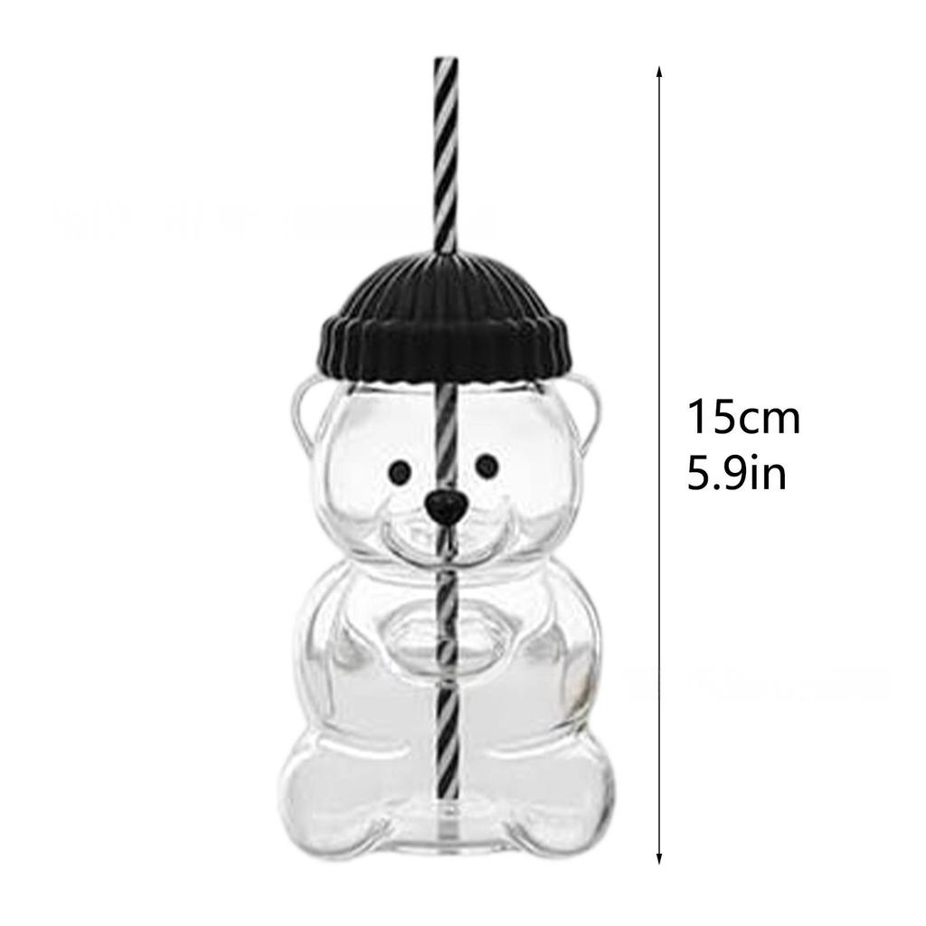 Kreative Bärenbechergläser mit Strohhalm & Deckeln Klarglasbecher für Starbucks Kaffeetassen Milchgetränk Wasserbecher für Weihnachtsgeschenke