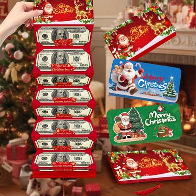 Christmas Money Holder Wallet Red Envelope Christmas Gift Envelope Greeting Card Creative Birthday Folding Cash Holder For Kids