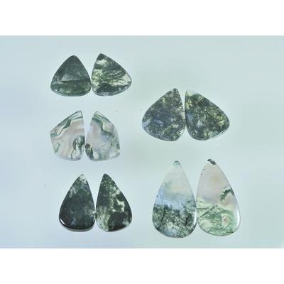 107Cts. Natural Moss Agate Matched Pair Pear Cabochon Gemstone 05 Pair Lot C-2281